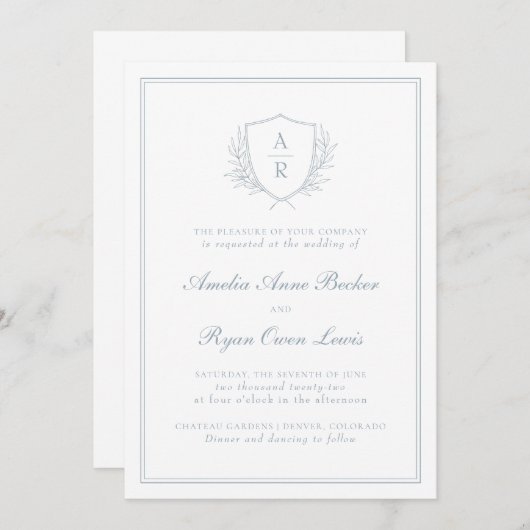 Elegante Minimal-Blätter Hochzeit Einladung (Vorne/Hinten)