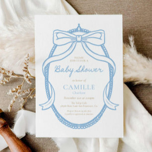 Elegante Minimal Blue Boy Baby Dusche Einladung