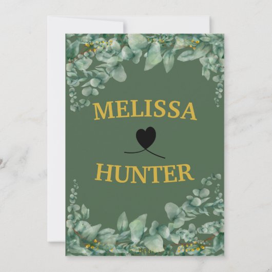 Elegante Minimal Blumengrün Watercolor Hochzeit Einladung (Rückseite)