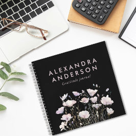 Elegante Minimal Boho Rosa Wildblumen Wasserfarben Notizblock