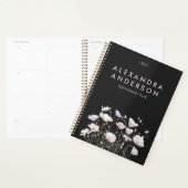 Elegante Minimal Boho Rosa Wildblumen Wasserfarben Planer (Anzeige)