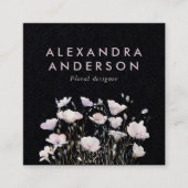 Elegante Minimal Boho Rosa Wildblumen Wasserfarben Quadratische Visitenkarte (Vorderseite)