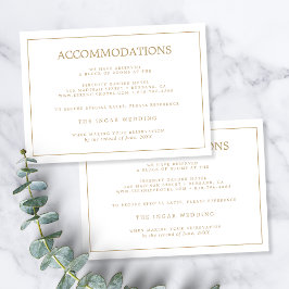 Elegante Minimal Border Gold Hochzeiten Unterkünft Begleitkarte