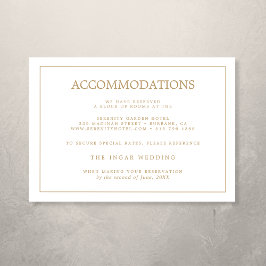 Elegante Minimal Border Gold Hochzeiten Unterkünft Begleitkarte