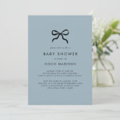 Elegante Minimal Bow Baby Dusche Einladung (Stehend Vorderseite)