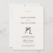 Elegante Minimal Bow Baby Dusche Einladung (Vorderseite)