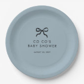 Elegante Minimal Bow Boy Baby Shower Pappteller (Vorderseite)