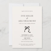 Elegante Minimal Bow Wedding Einladung (Vorderseite)