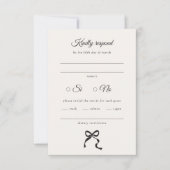 Elegante Minimal Bow Wedding RSVP Karte (Vorderseite)