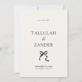Elegante Minimal Bow Wedding Save The Date (Vorderseite)