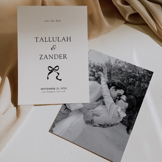 Elegante Minimal Bow Wedding Save The Date