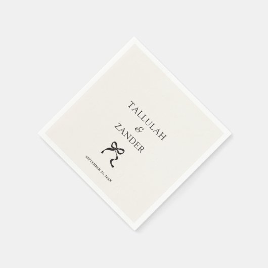 Elegante Minimal Bow Wedding Serviette (Ecke)