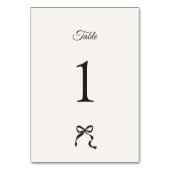 Elegante Minimal Bow Wedding Tischnummer (Vorderseite)