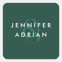 Elegante Minimal Brunswick Green Moderne Hochzeit Quadratischer Aufkleber