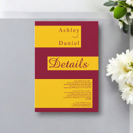 Elegante Minimal Burgund und Gold Moderne Hochzeit Begleitkarte