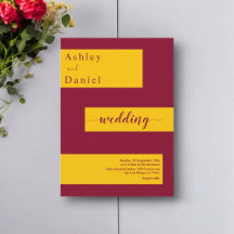 Elegante Minimal Burgund und Gold Moderne Hochzeit