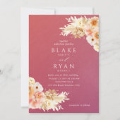 Elegante Minimal Burgundy Peach Blush Cream Weddin Einladung (Vorderseite)