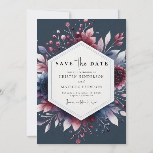 Elegante Minimal Burgundy Wedding Save The Date (Vorderseite)