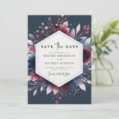 Elegante Minimal Burgundy Wedding Save The Date (Stehend Vorderseite)