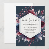 Elegante Minimal Burgundy Wedding Save The Date (Vorne/Hinten)