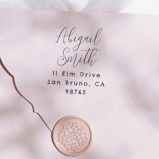Elegante Minimal Calligraphy Name & Rücksendeadres Gummistempel