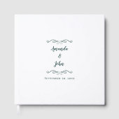 Elegante Minimal Calligraphy Wedding Emerald Green Gästebuch (Vorderseite)