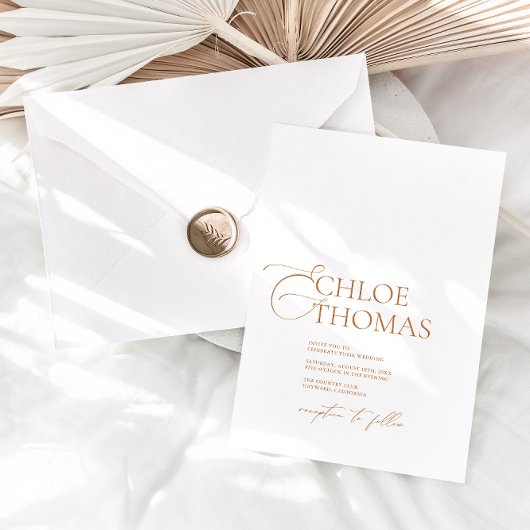 Elegante Minimal Calligraphy White Classic Wedding Einladung