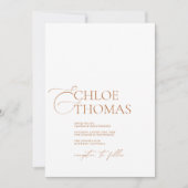 Elegante Minimal Calligraphy White Classic Wedding Einladung (Vorderseite)