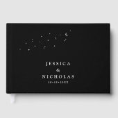 Elegante Minimal Celestial Black Wedding Gästebuch (Vorderseite)
