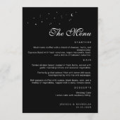 Elegante Minimal Celestial Black & White Wedding Menükarte (Vorderseite)