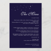 Elegante Minimal Celestial Midnight Blue Wedding Menükarte (Vorderseite)
