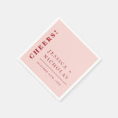 Elegante Minimal Cheers Pink & Red Moderne Hochzei Serviette (Ecke)