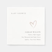 Elegante Minimal Chic Blush Pink Heart Baby Dusche Serviette (Vorderseite)