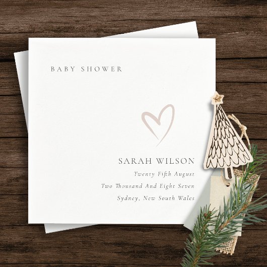 Elegante Minimal Chic Blush Pink Heart Baby Dusche Serviette