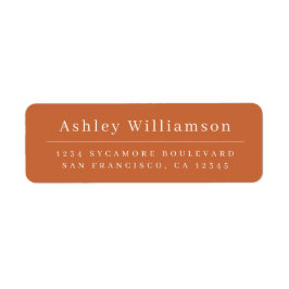 Elegante Minimal Chic Burnt Orange Rücksendeadress