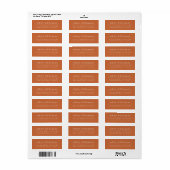 Elegante Minimal Chic Burnt Orange Rücksendeadress (Vorne)