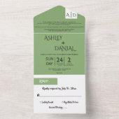 Elegante Minimal Chic Green Moderne Einfache Hochz All In One Einladung (Innen Boden)