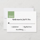 Elegante Minimal Chic Green Moderne Einfache Hochz RSVP Karte (Vorderseite)