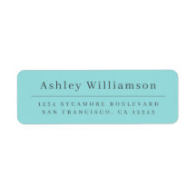 Elegante Minimal Chic Türkis Blaue Rücksendeadress