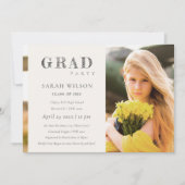 Elegante Minimal Clean Foto Graduation Party Einladung (Vorderseite)