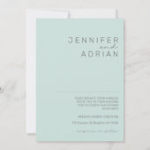 Elegante Minimal Cool Mint Moderne Einfache Hochze Einladung (Rückseite)