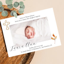 Elegante Minimal Cross Baby Foto Taufe