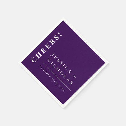 Elegante Minimal Dunkle Lila Moderne Hochzeit Serviette (Ecke)