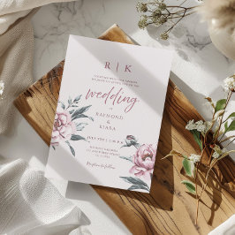 Elegante Minimal Dusky Pink Peony Floral Wedding Einladung