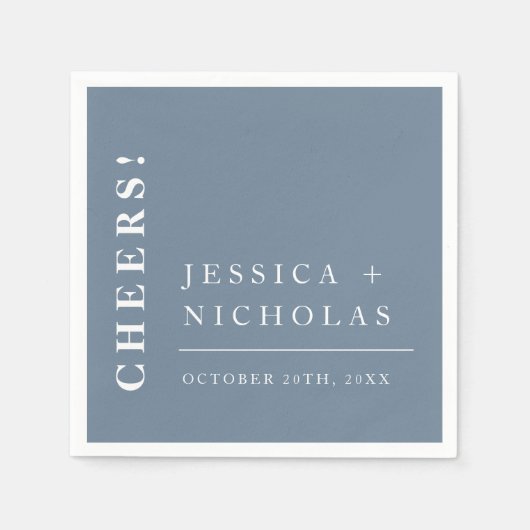 Elegante Minimal Dusty Blue Moderne Hochzeit Serviette (Vorderseite)