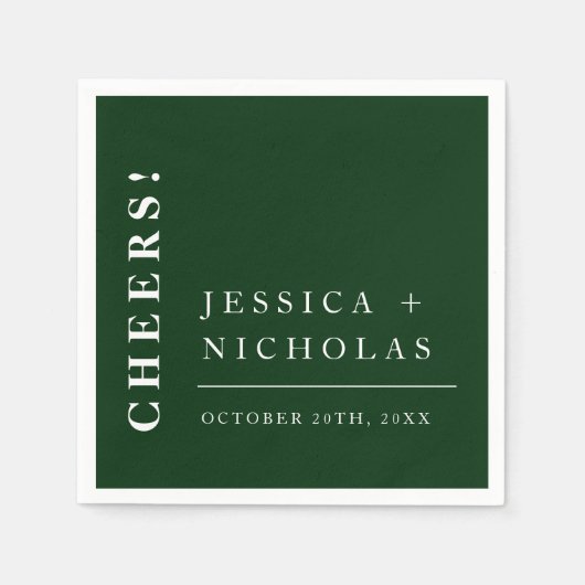 Elegante Minimal Emerald Green Moderne Hochzeit Serviette (Vorderseite)