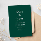 Elegante Minimal Emerald Green Wedding Save The Date
