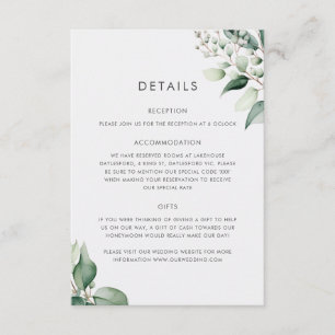 Elegante Minimal Eukalyptus-Grün-Hochzeit Begleitkarte