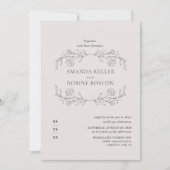 Elegante Minimal Floral Wedding Einladung (Vorderseite)