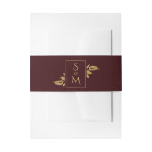 Elegante Minimal Foliage Burgundy und Gold Wedding Einladungsbanderole (Vorderseite Beispiel)